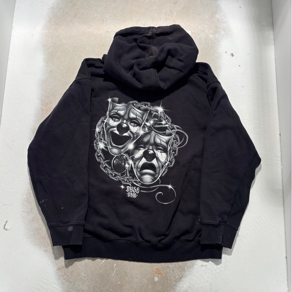 Dyse One Original Black Hoodie Smile Now Cry Later Clown Graphic Mens Medium